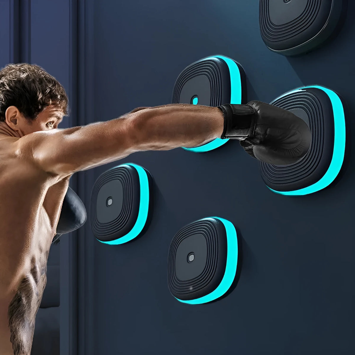 Black split music boxing machine with Bluetooth, six or eight targets, hanging design, PU foam and PP build