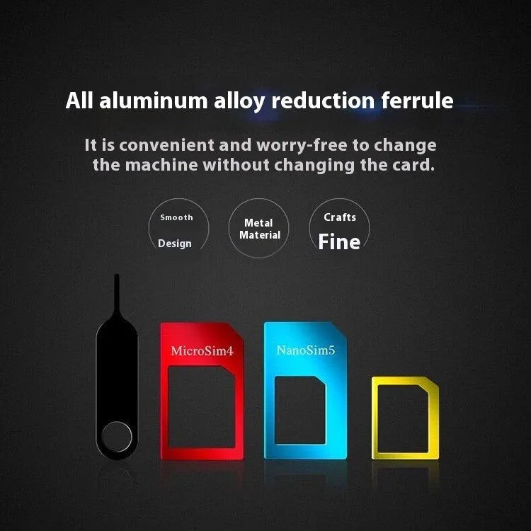 Five-piece aluminium alloy SIM card adapter sleeve set in metal card sleeve colour