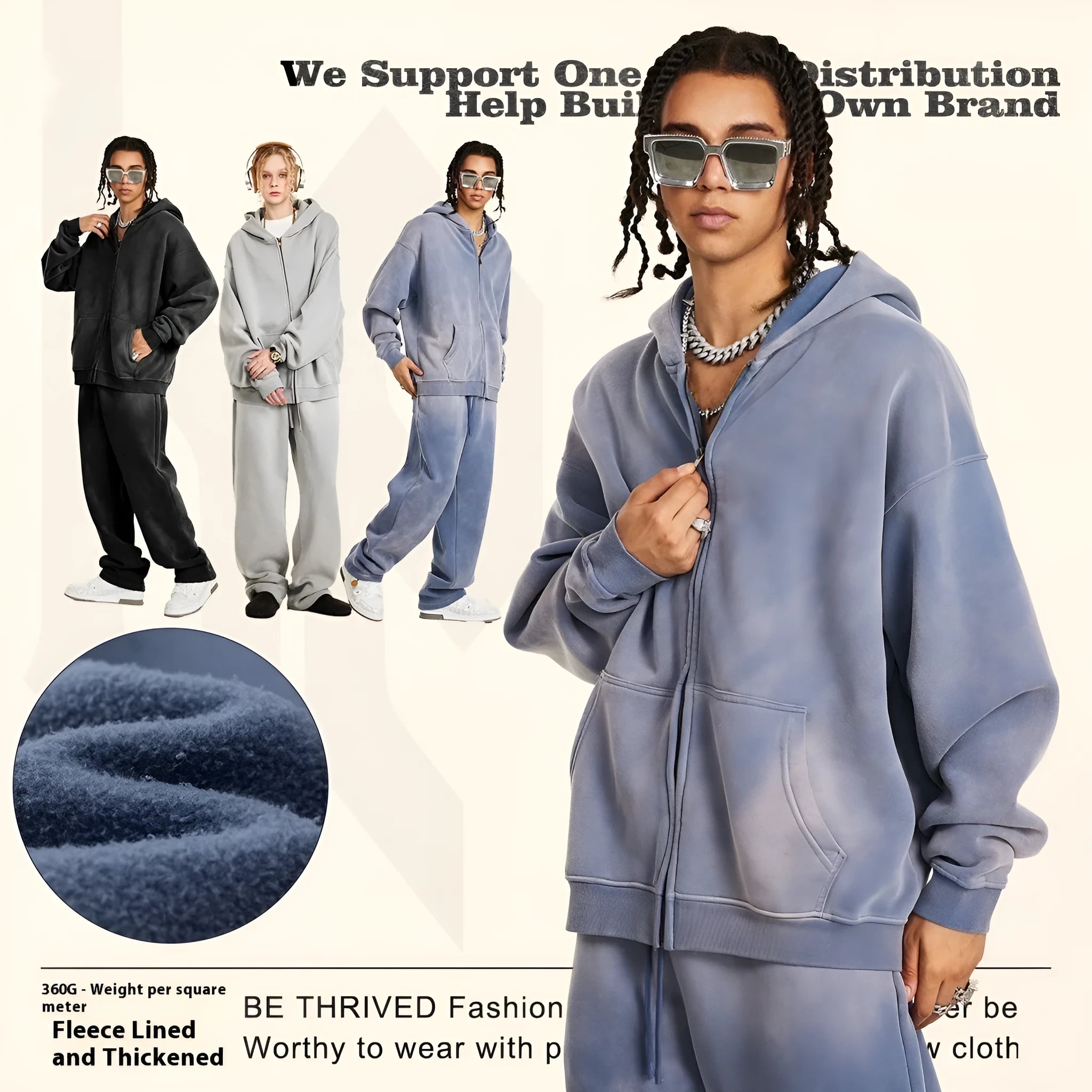 Men's cotton pullover jacket top in solid light gray with loose fit, front view