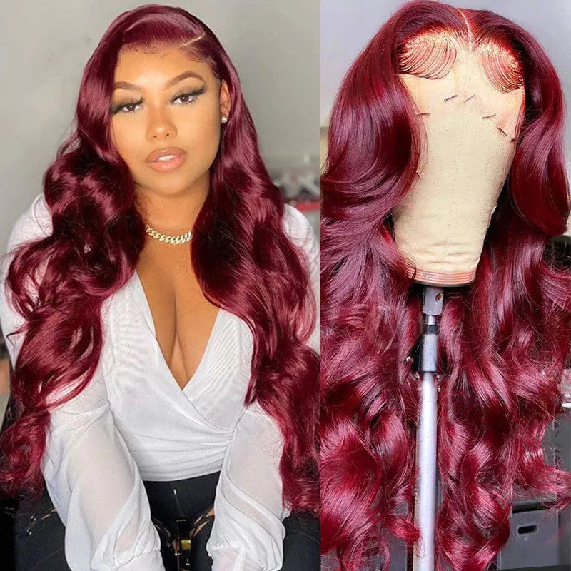 Front lace head cover real human hair wig with body wave, available in lengths 10 to 30 inches