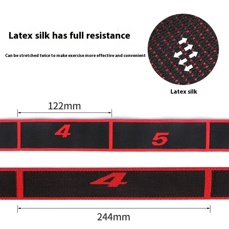 Yoga multi-section stretch strap in polyester cotton latex yarn for fitness exercises