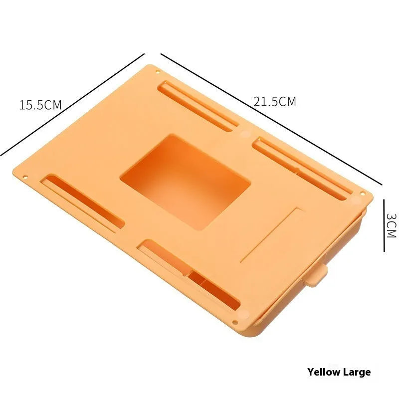 Plastic under desk storage drawer with cover and grid compartments in multiple colour options