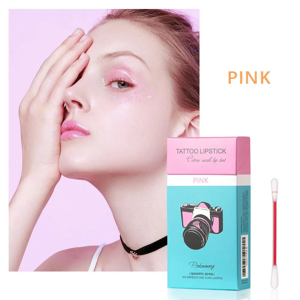 20-piece cotton swab lipstick set in cigarette box packaging, variety of shades