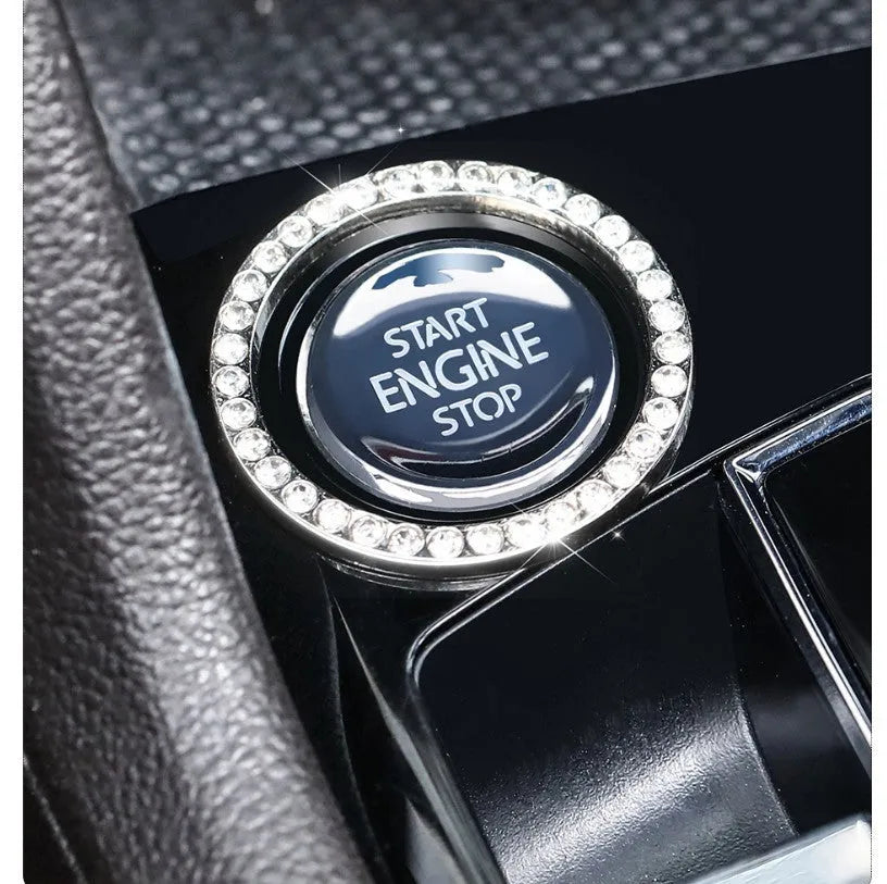 Car diamond-embedded one-click start decorative ring in AB diamond colour on ignition button