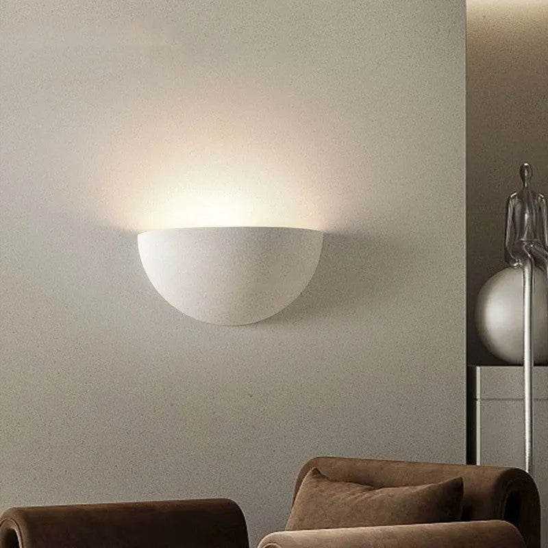 Bedside wall lamp in gypsum aluminium with switch control and E27 13W light source for bedroom or TV wall