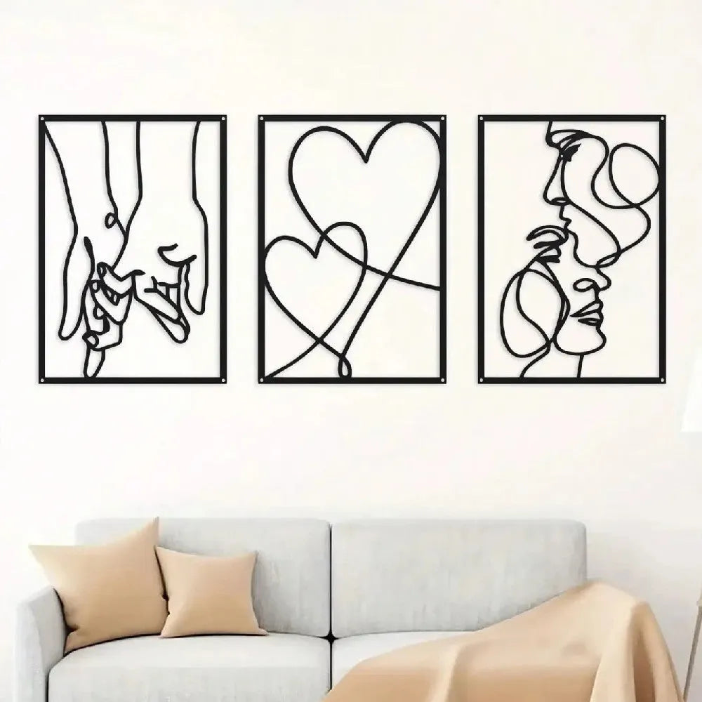 Modern simplicity iron wall decoration three-piece set for bedroom living room family home
