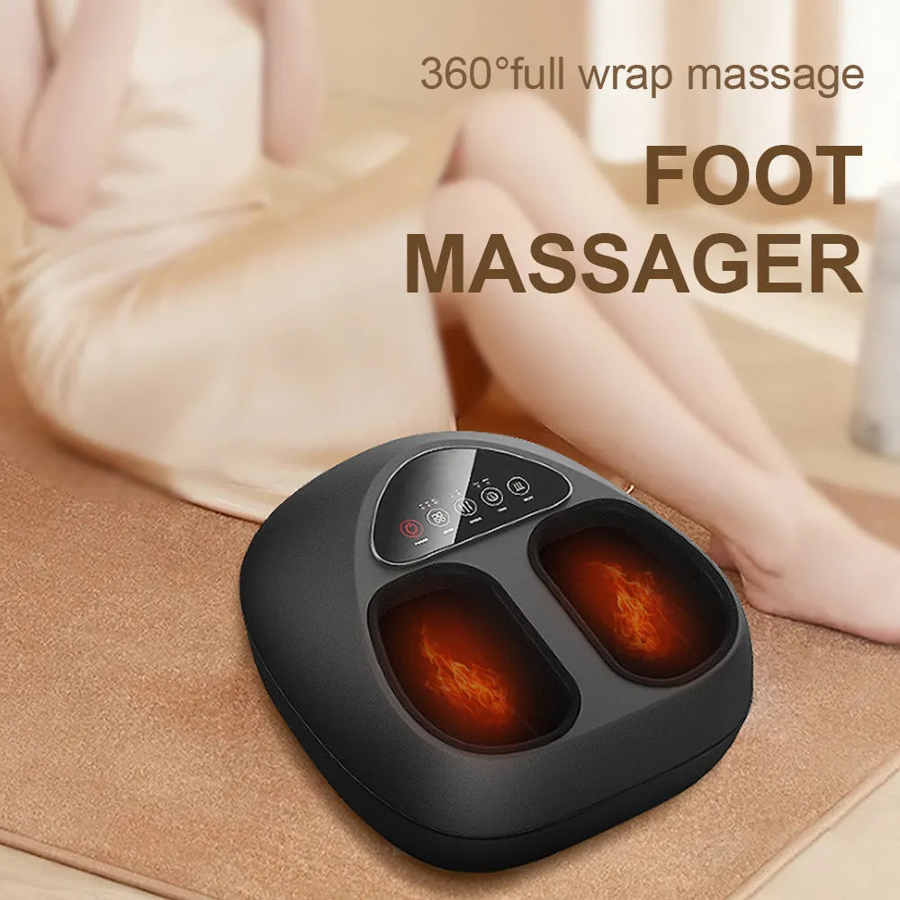 3-in-1 foot massager with air compression and heat features removable washable cover and button controls