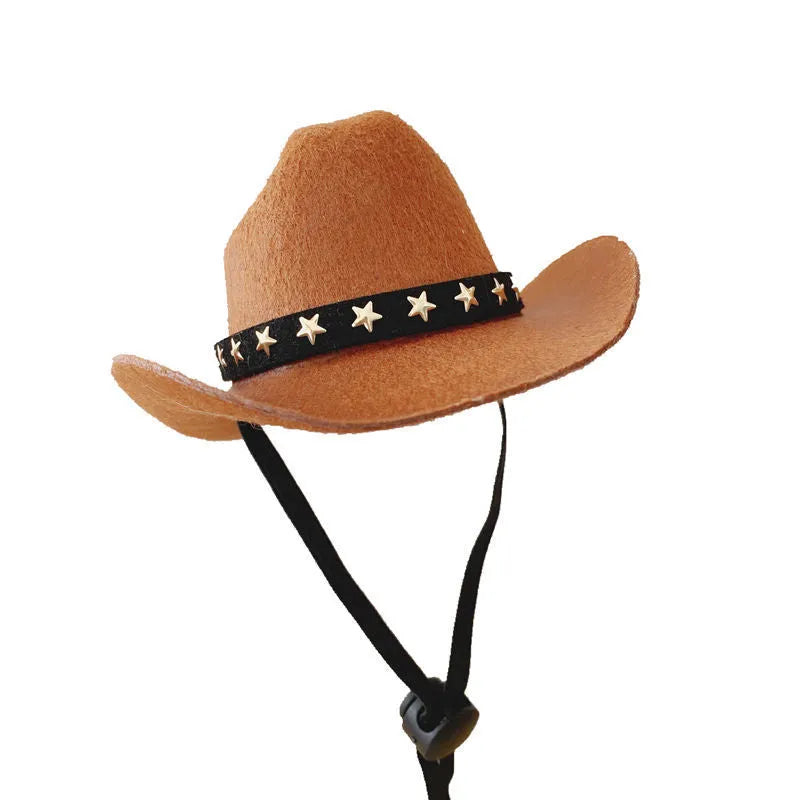 British cowboy hat for pets in non woven fabric with decorative velvet belt