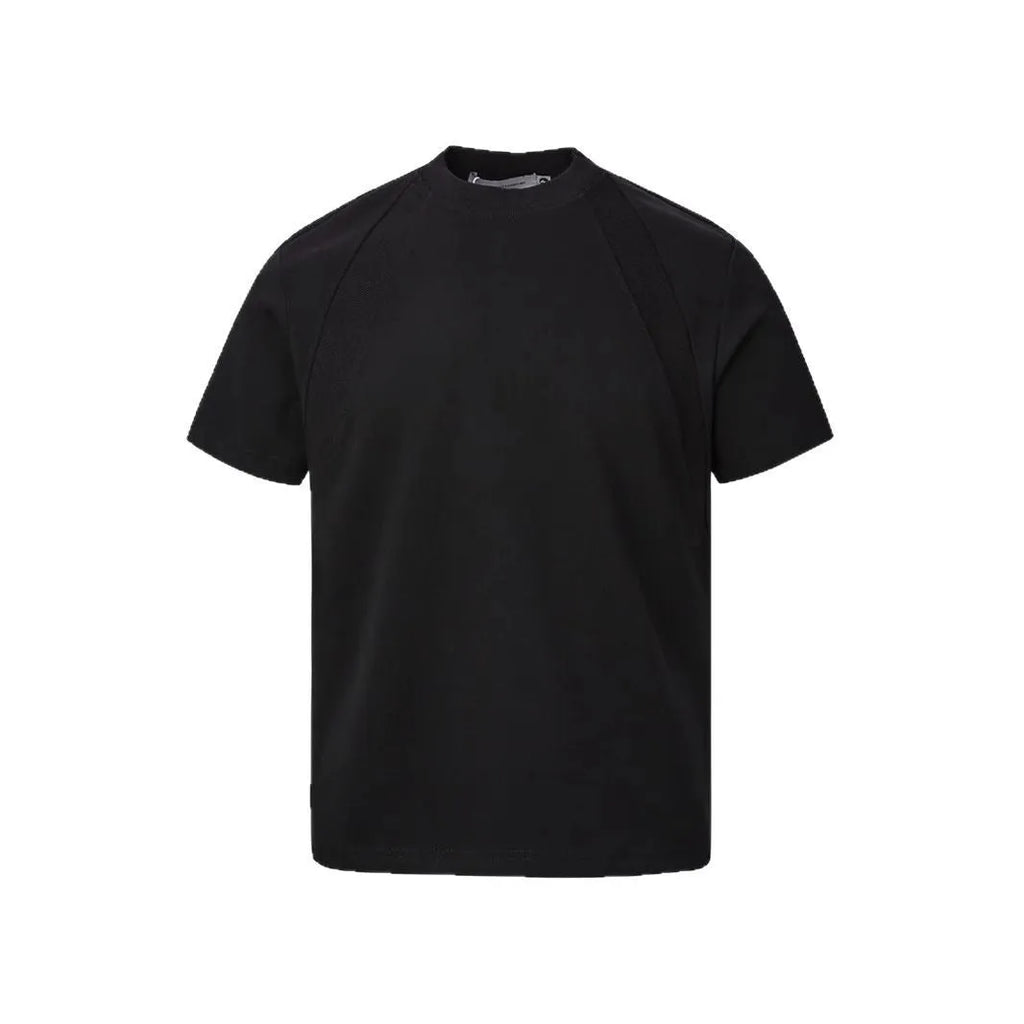Women's loose fit short sleeve top with air layer stitching detail in grey.