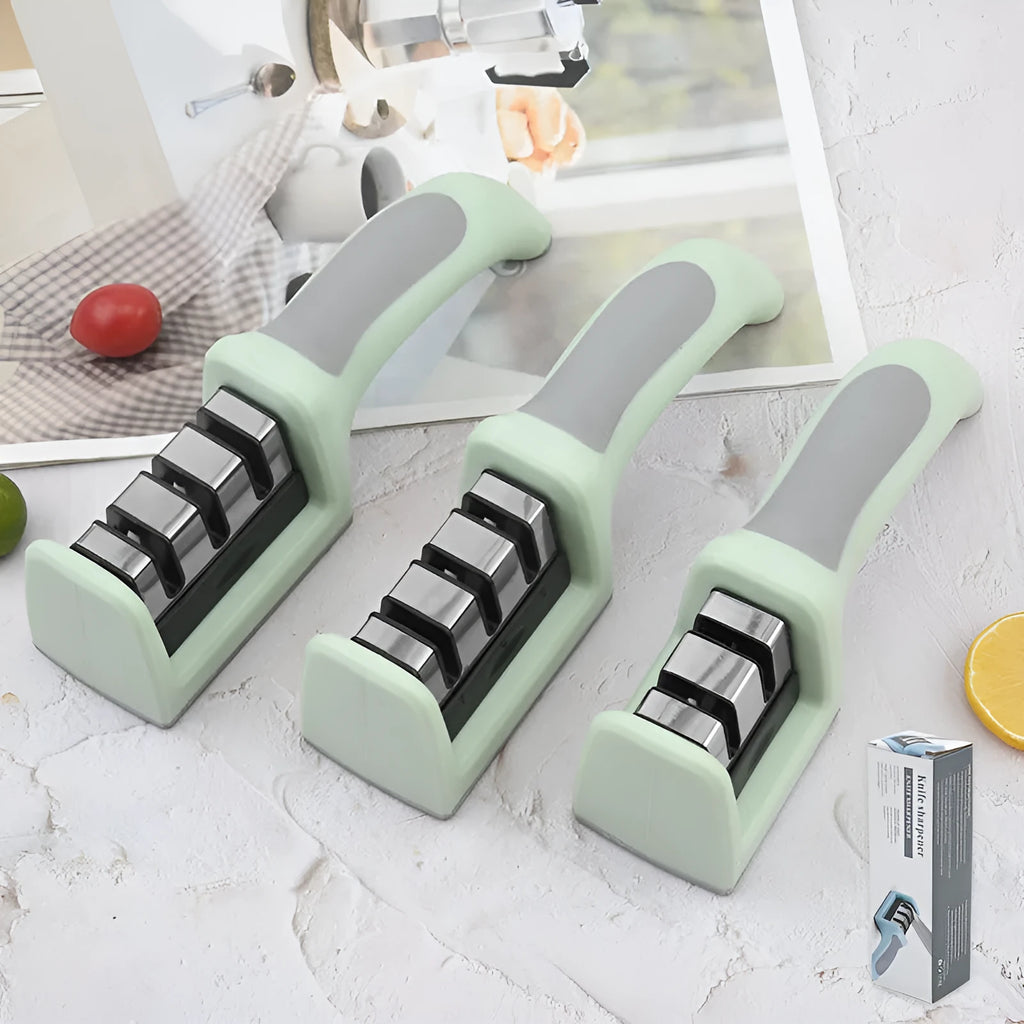 Multi-function kitchen knife sharpener with two-stage mouth colour box in modern minimalist style