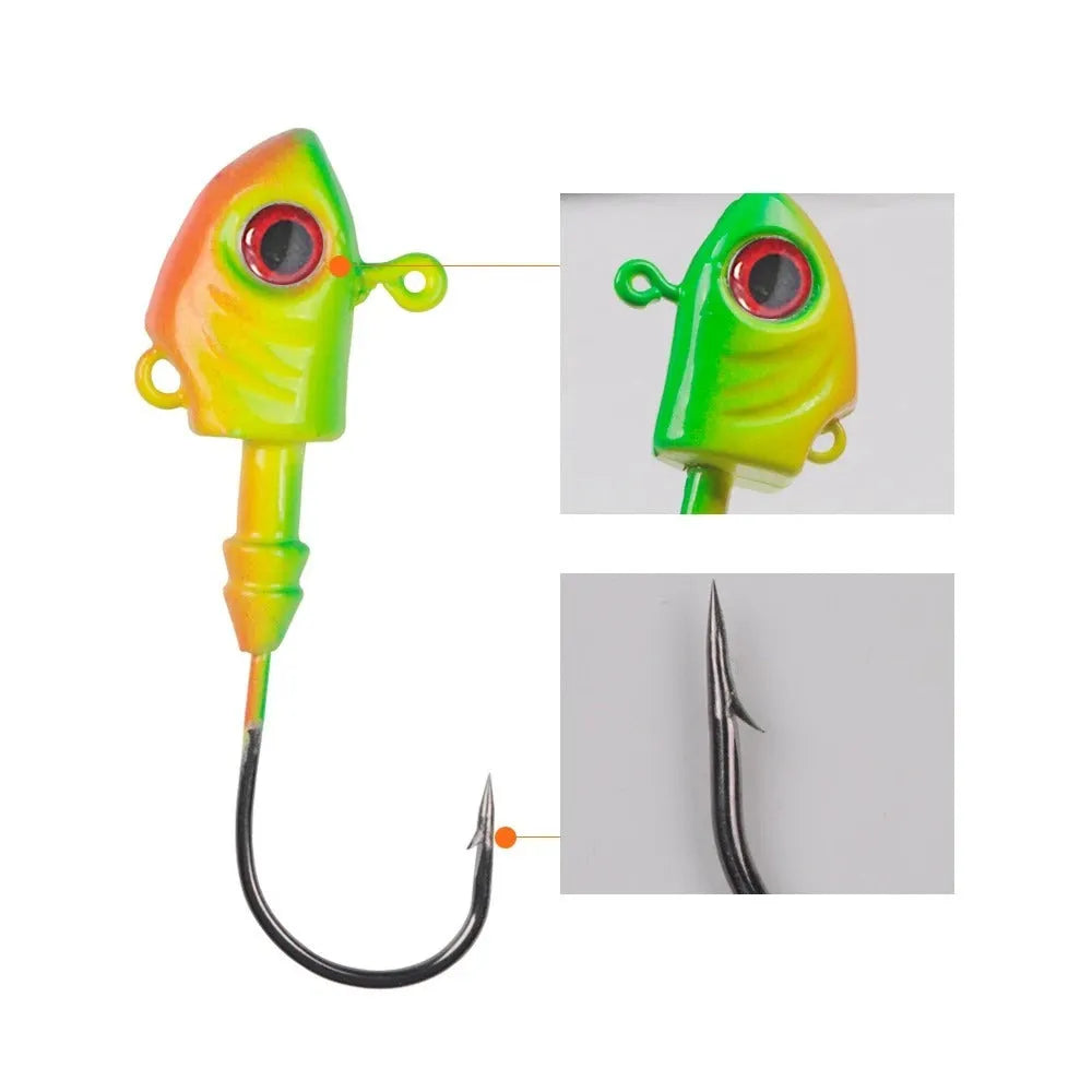 Beizheng Road Yayu shaped lead head fishing hook in blue, silver, yellow colours.