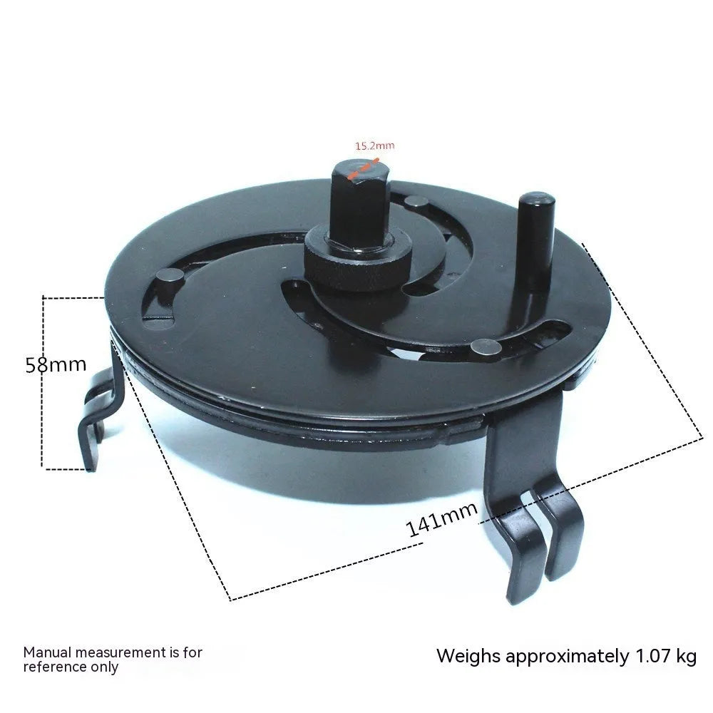 Black disc shaped fuel tank cap wrench made from 45 steel for automotive gasoline cap disassembly