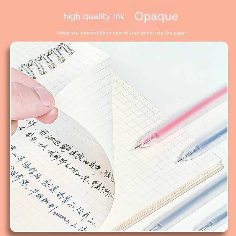 Boxed set of twelve coloured gel pens with 0.5 mm fine tips on a white background