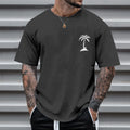 Men's round neck printed short sleeve t-shirt in loose fit polyester fibre, front view