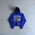 Blue creative pattern pullover hoodie for men with hooded collar