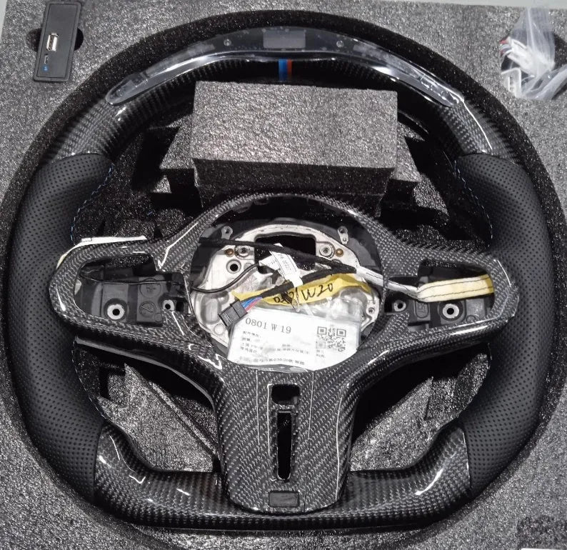 Black carbon fibre LED intelligent sports steering wheel for BMW X3 X5 models