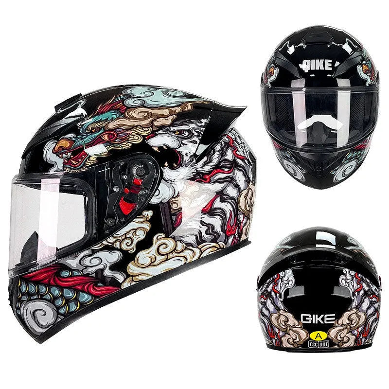 Dragon colour ABS motorcycle helmet shown in profile, suitable for men and women.