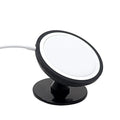 Black plastic magnetic car phone holder with snap-in mount for air vent or dashboard installation