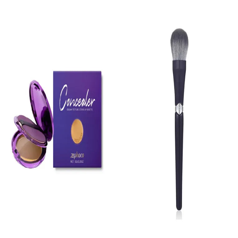 Concealer makeup plate showing ivory white, natural colour and dark skin shade options