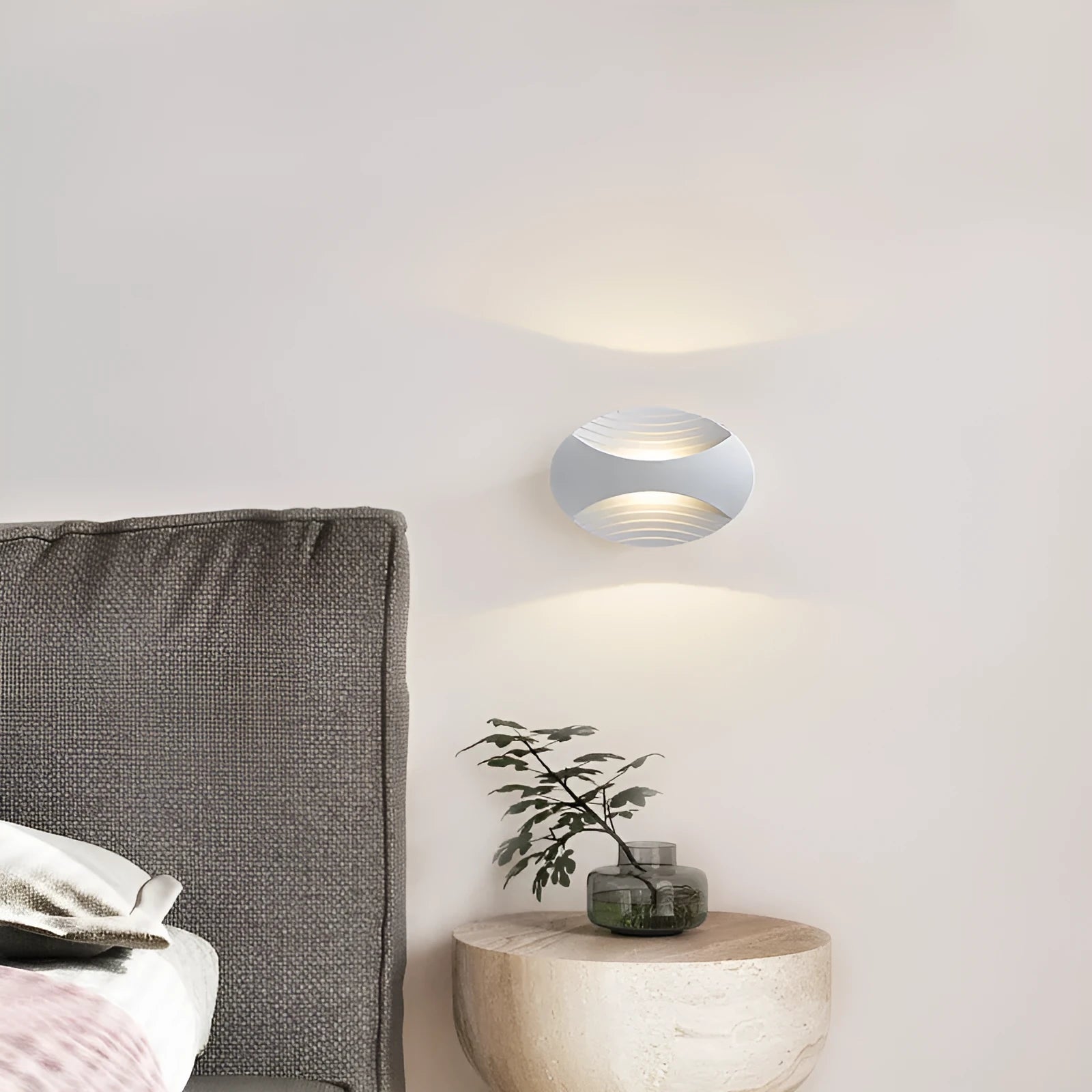 Modern minimalist aluminium wall lamp with IP65 rating, shown in black gold finish.