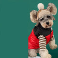 Thick warm down vest for small breed dogs in black, front view, with size S to XXL options