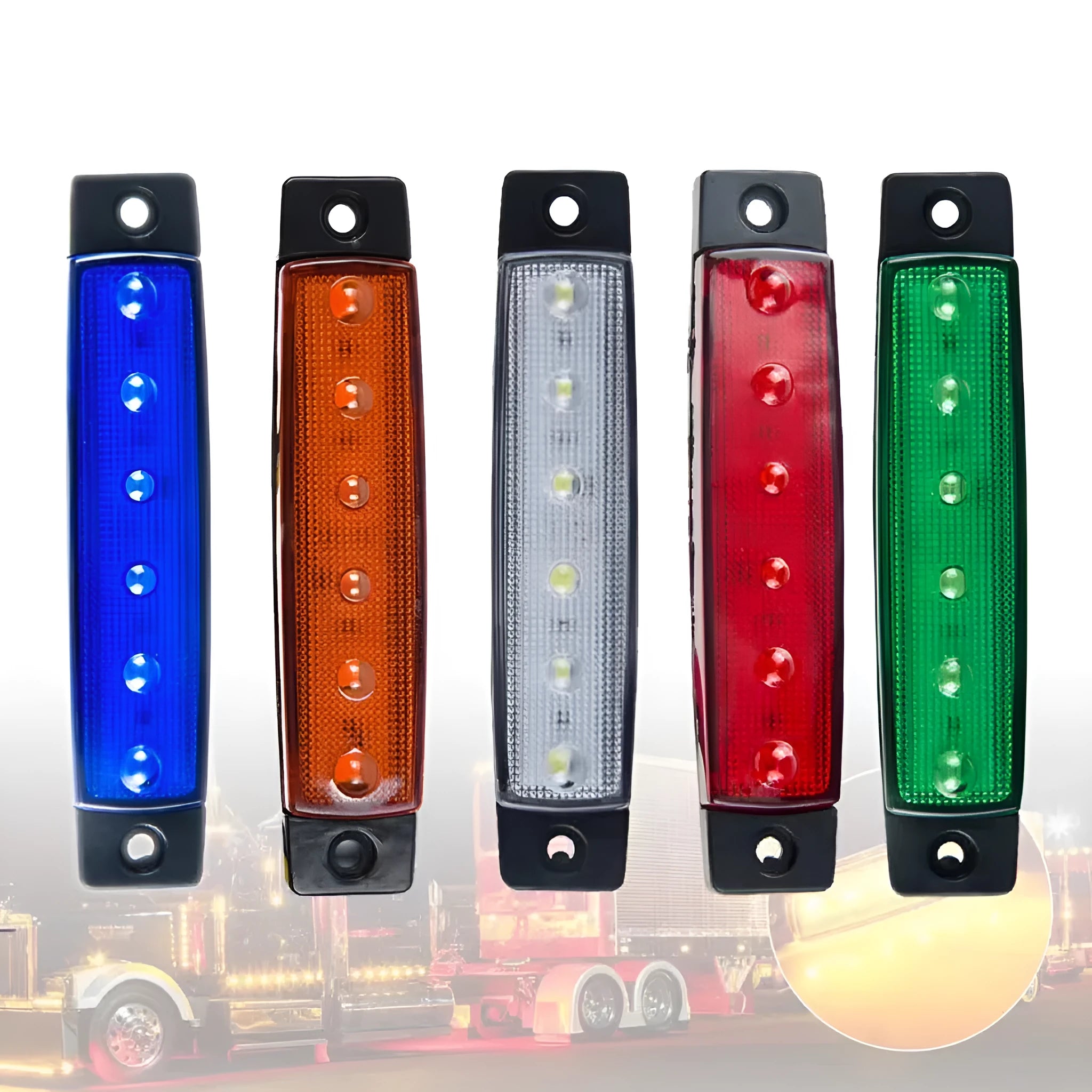 Trailer side warning light with PVC housing and SMD LED, 9.6x2x1cm dimensions for truck modification