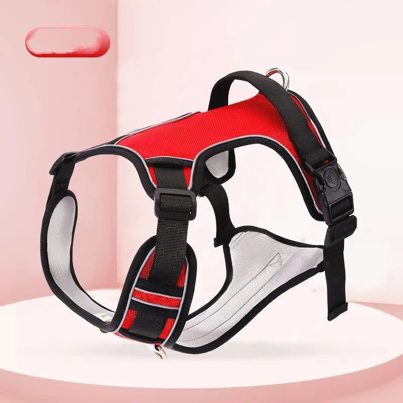 Pet Dog Harness Chest Strap Hand Holding Rope Oxford Cloth Adjustable for 4kg-24kg Dogs Army Green Sky Blue Black Red S M L XL Sizes
