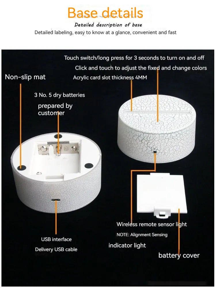 White heart-shaped acrylic table lamp with glowing warm light on a wooden surface.
