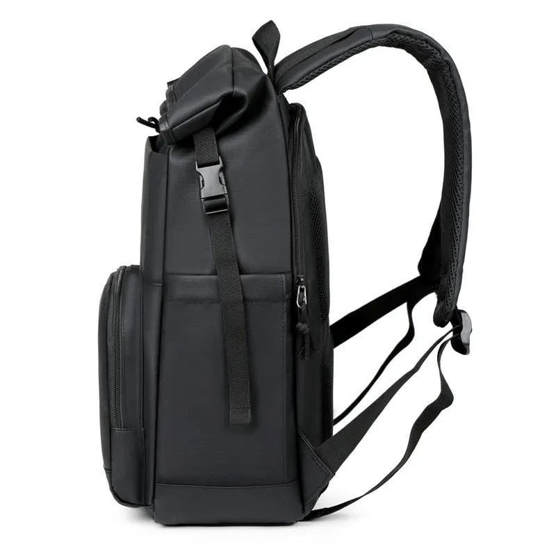 Unisex large capacity solid colour PU casual backpack in black, light gray, pink, and Milky White