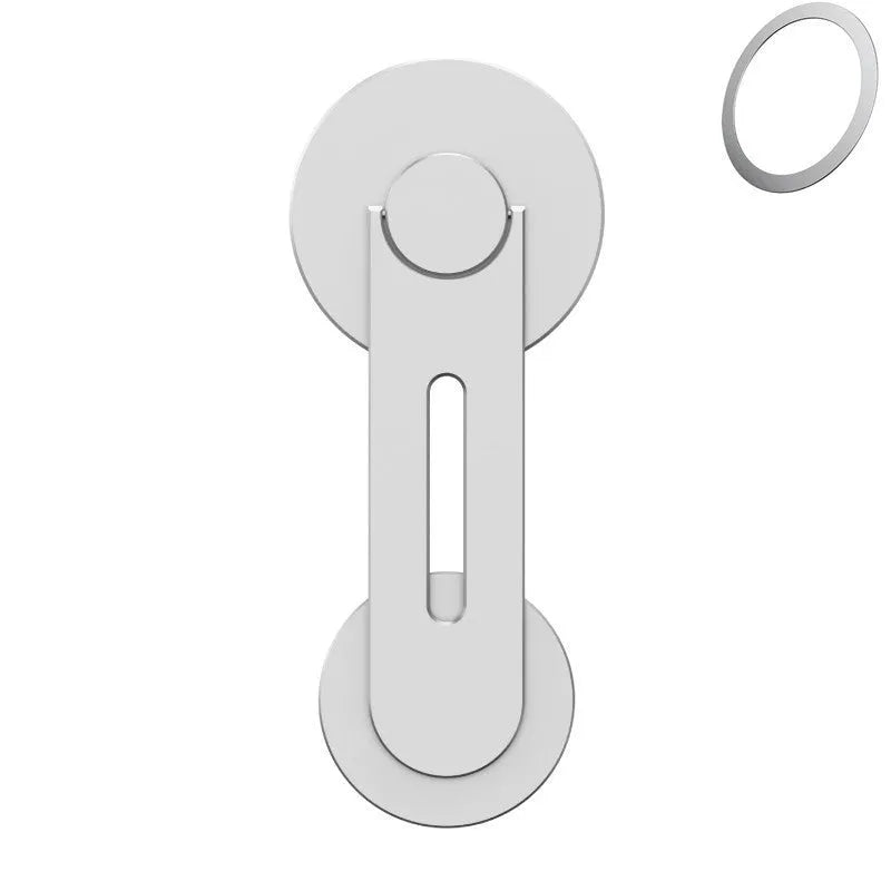 Silver magnetic phone holder mounted near Tesla suspension screen showing 180-degree flip mechanism