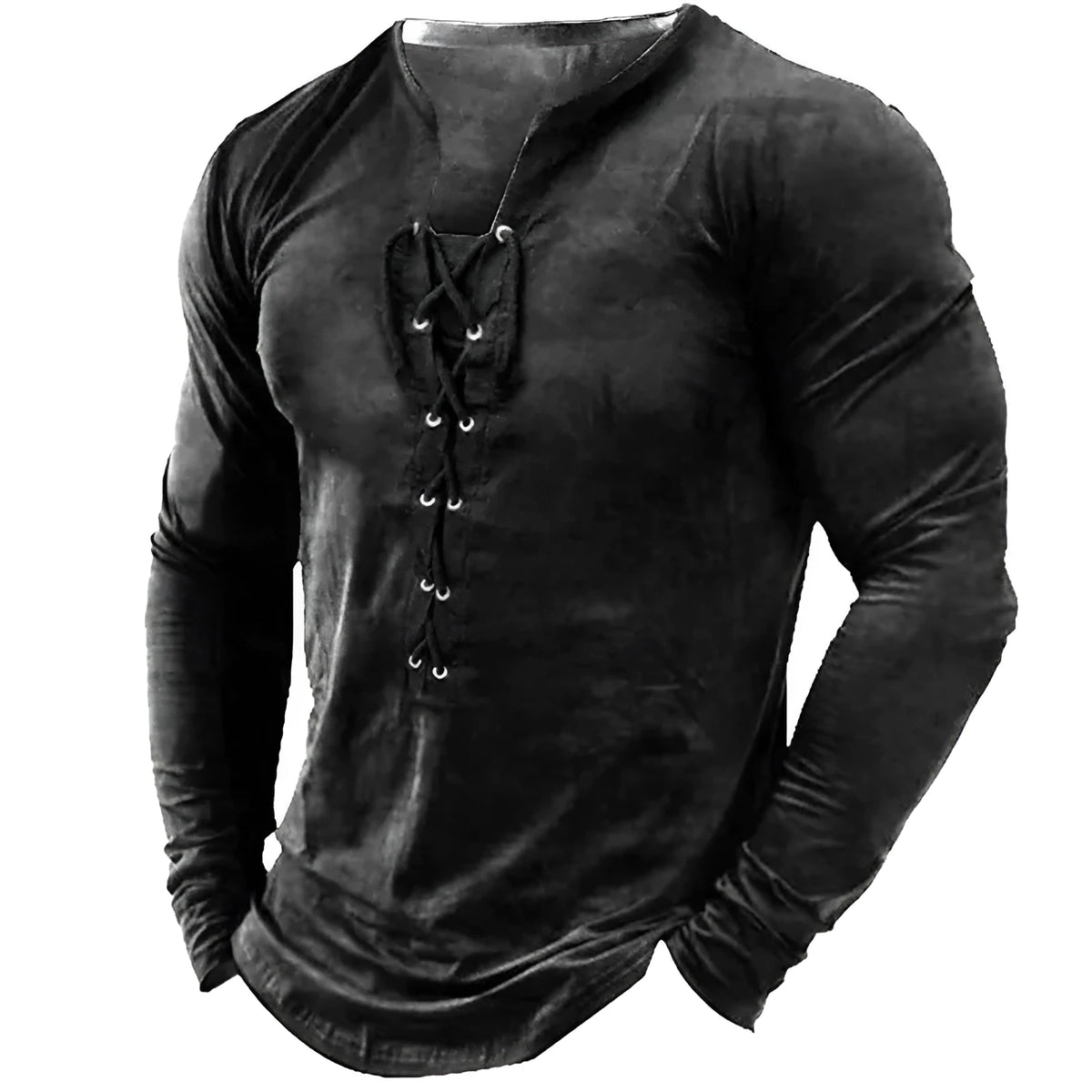 Men's European American sports long sleeved printed U-neck top in polyester fibre, multiple colour options