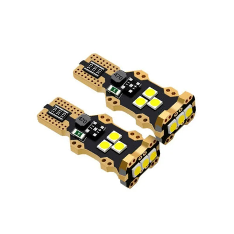 T15 automotive reverse light bulb with white housing and 6000K colour temperature for vehicle applications