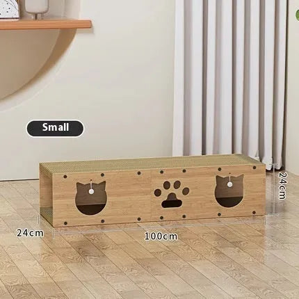 Brown corrugated paper vertical cat tunnel 100cm long with wear-resistant surface