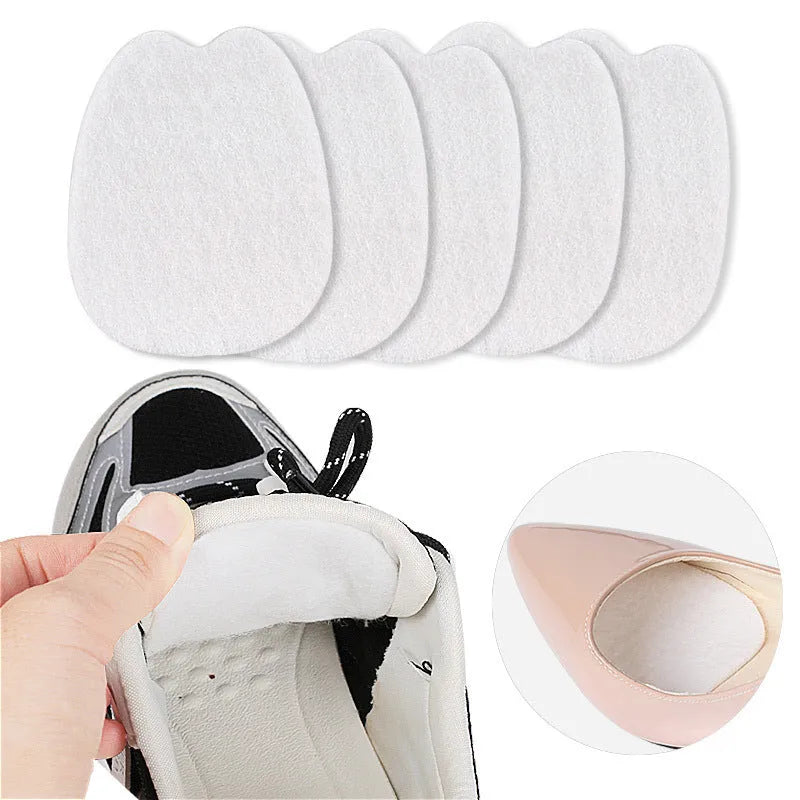 White thin felt anti-wear sticker for shoe tongue protection.