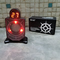 Laser target with light and sound effects in plastic casing, dimensions 9cm by 4.7cm by 12.8cm