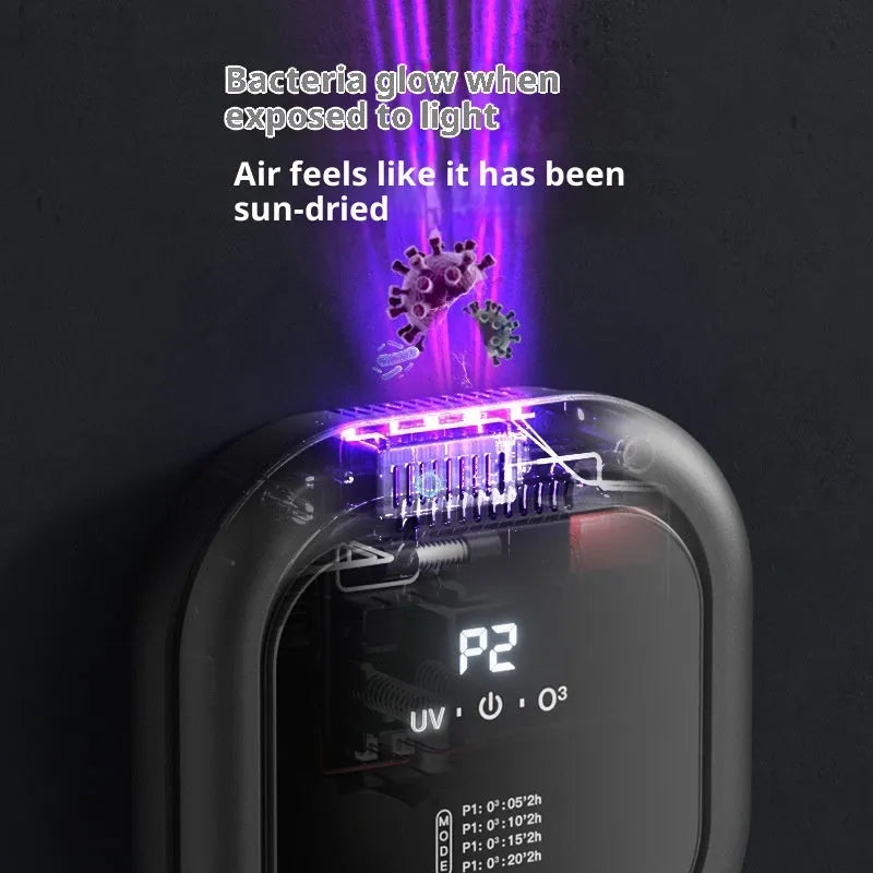Black wall-mounted ozone air purifier with anion and aromatherapy for pet odour removal in rooms 31-40 sqm