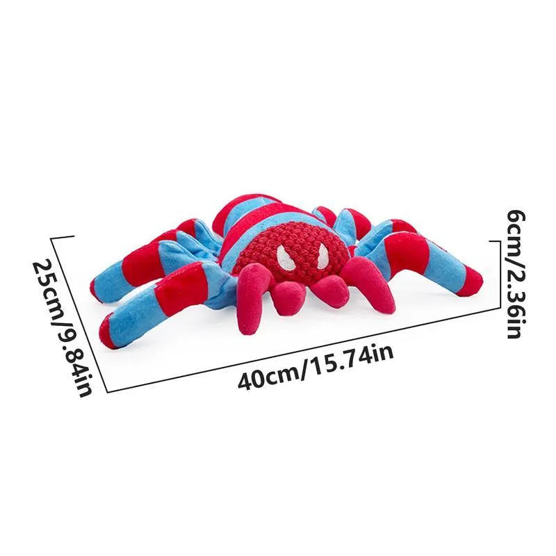 Red plush teddy bear dog toy with bite-resistant texture for medium and large breeds.