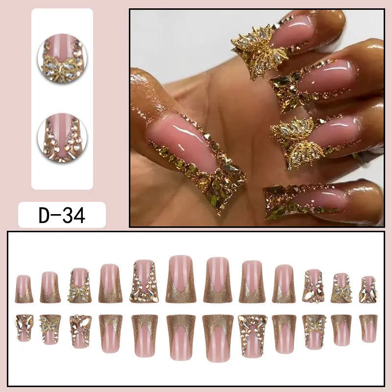 Golden Diamond In The Debris butterfly design nail stickers in colour D34 with jelly glue bottle