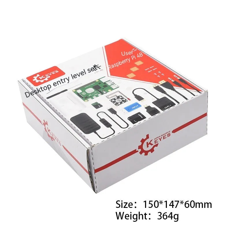 Raspberry Pi 4 Model B mainboard power basic kit with optional 4GB or 8GB motherboard in packaging