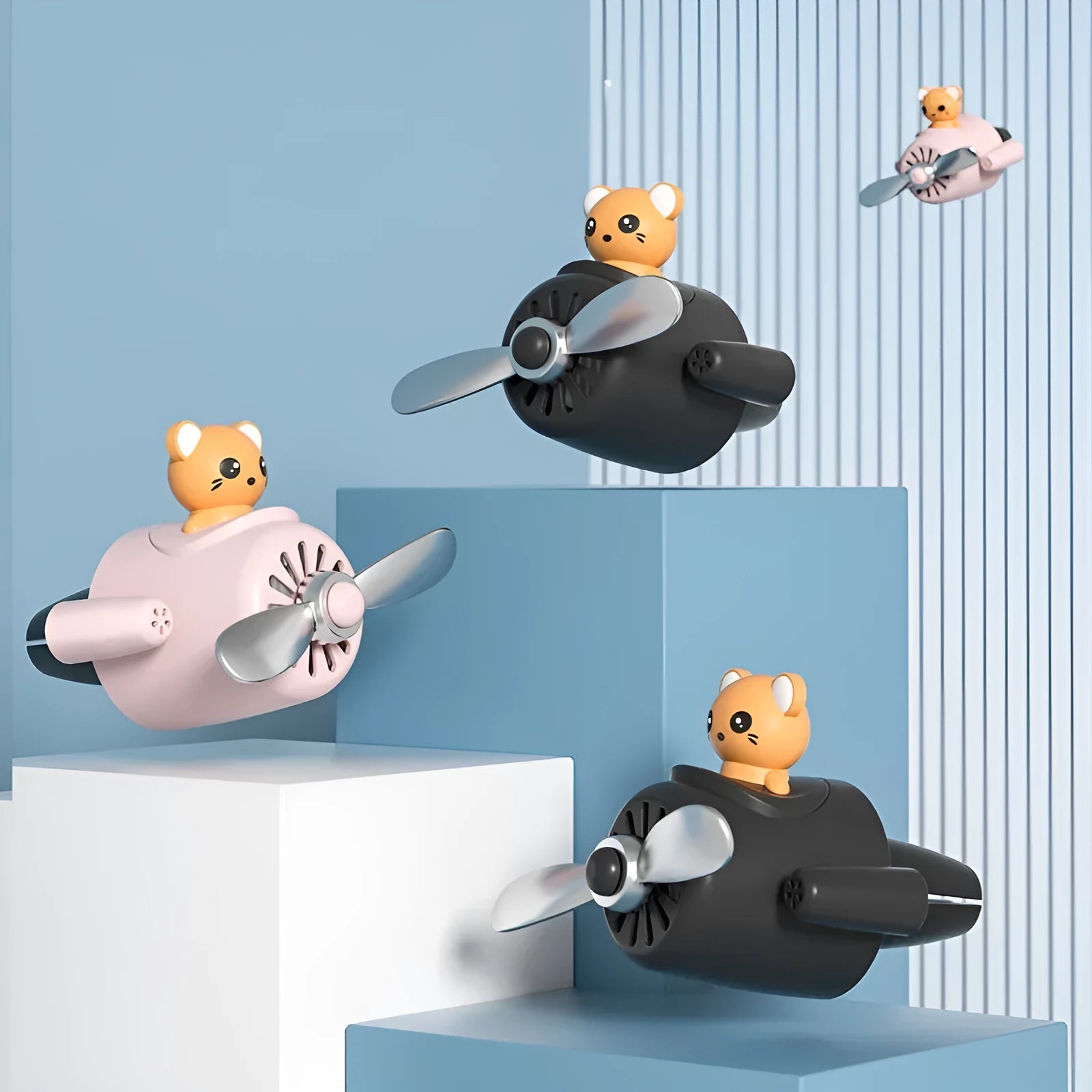Cartoon aeroplane shaped plastic car vent clip aromatherapy accessory in four colour options