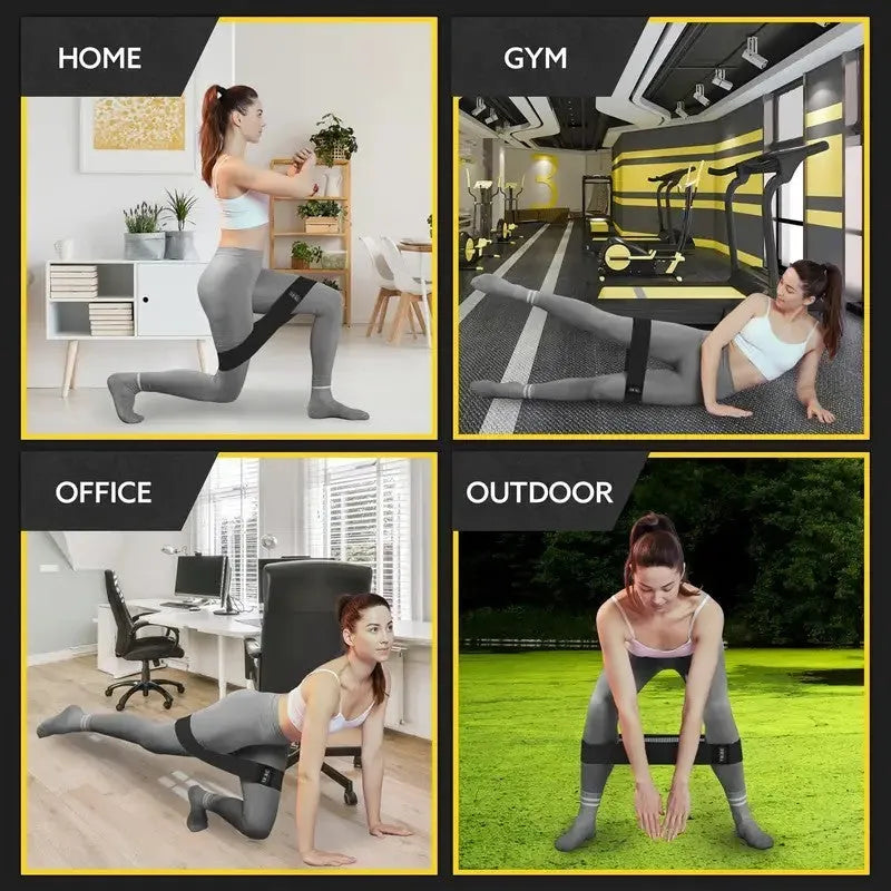 Nylon cloth resistance band for hip and leg exercises in light gray with cloth bag for storage