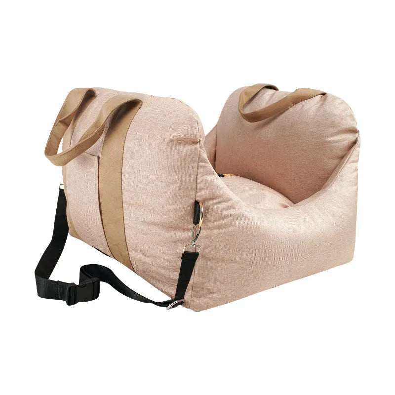Detachable washable cloth car pet carrier kennel 52x52x44cm in Charcoal Gray, Beige, Light Grey