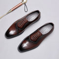 Men business carved pointed retro wedding shoes in black, lace-up flat heel oxfords with rubber sole