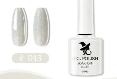 48 colour UV phototherapy plastic gel nail polish set with 7ml bottles in various finishes including glitter and nude shades