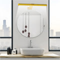 Oval rechargeable magnetic oil painting lamp with remote control mounted on bathroom mirror, gold finish