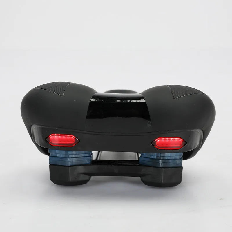 Mountain bicycle saddle cushion 26x18x6cm leather fabric silicone in black