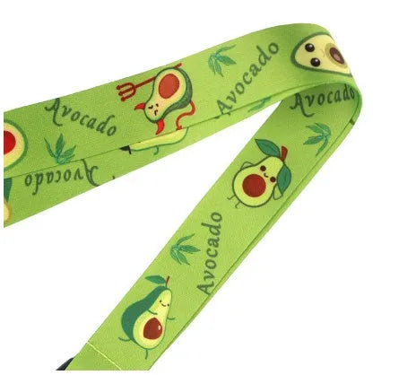 Cartoon avocado fruit printed polyester mobile phone lanyard with adjustable buckle