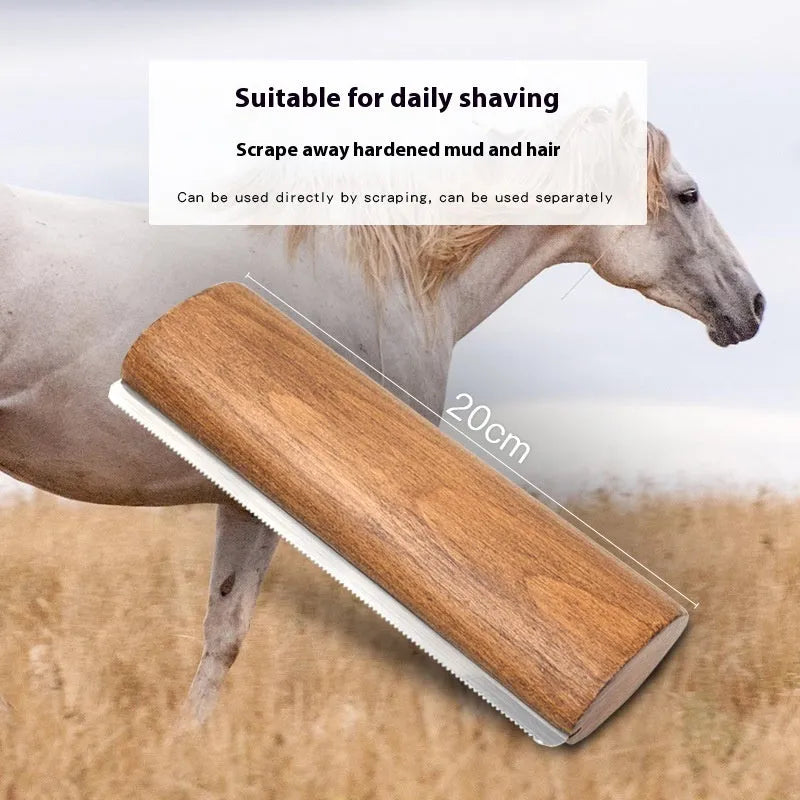 20cm solid wood serrated sweat scraper for horse grooming cleaning