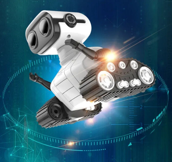 USB rechargeable remote control robot toy for children aged 7-14 years white plastic with sound and light dancing and remote control