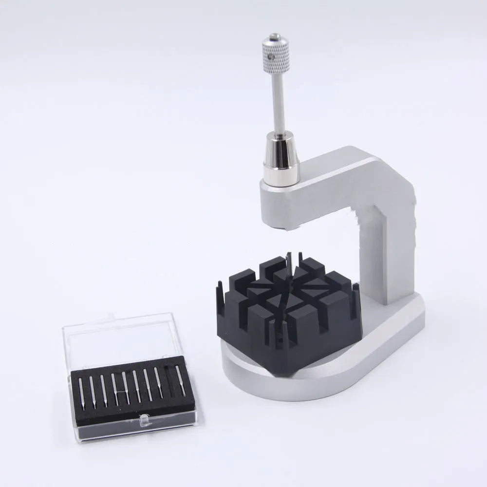 Silver tool steel multi-purpose press strap removal tool for watches and electronics